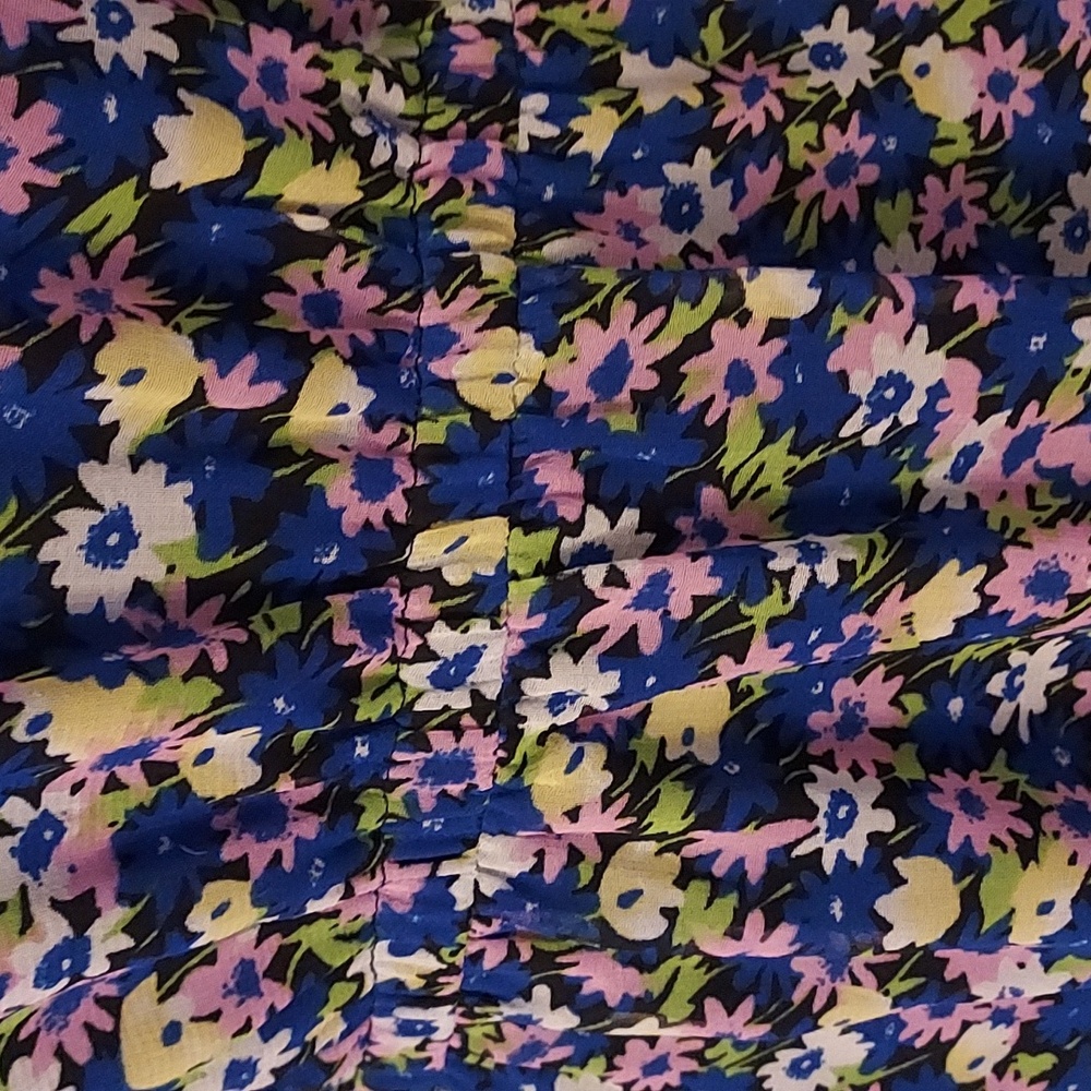 Saint + Sophia Floral Dress Blue Lavender Purple Size V neck Long Sleeve M - Picture 4 of 11